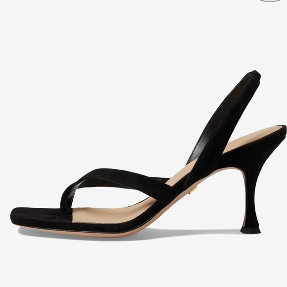 Veronica Beard black Suede Merrit Square Toe Slingback Sandals Kitten Heel 7.5 - Picture 3 of 5